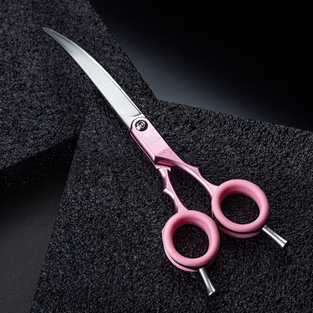 Makaze za pse zakrivljene – 6.5", roze - Image 4