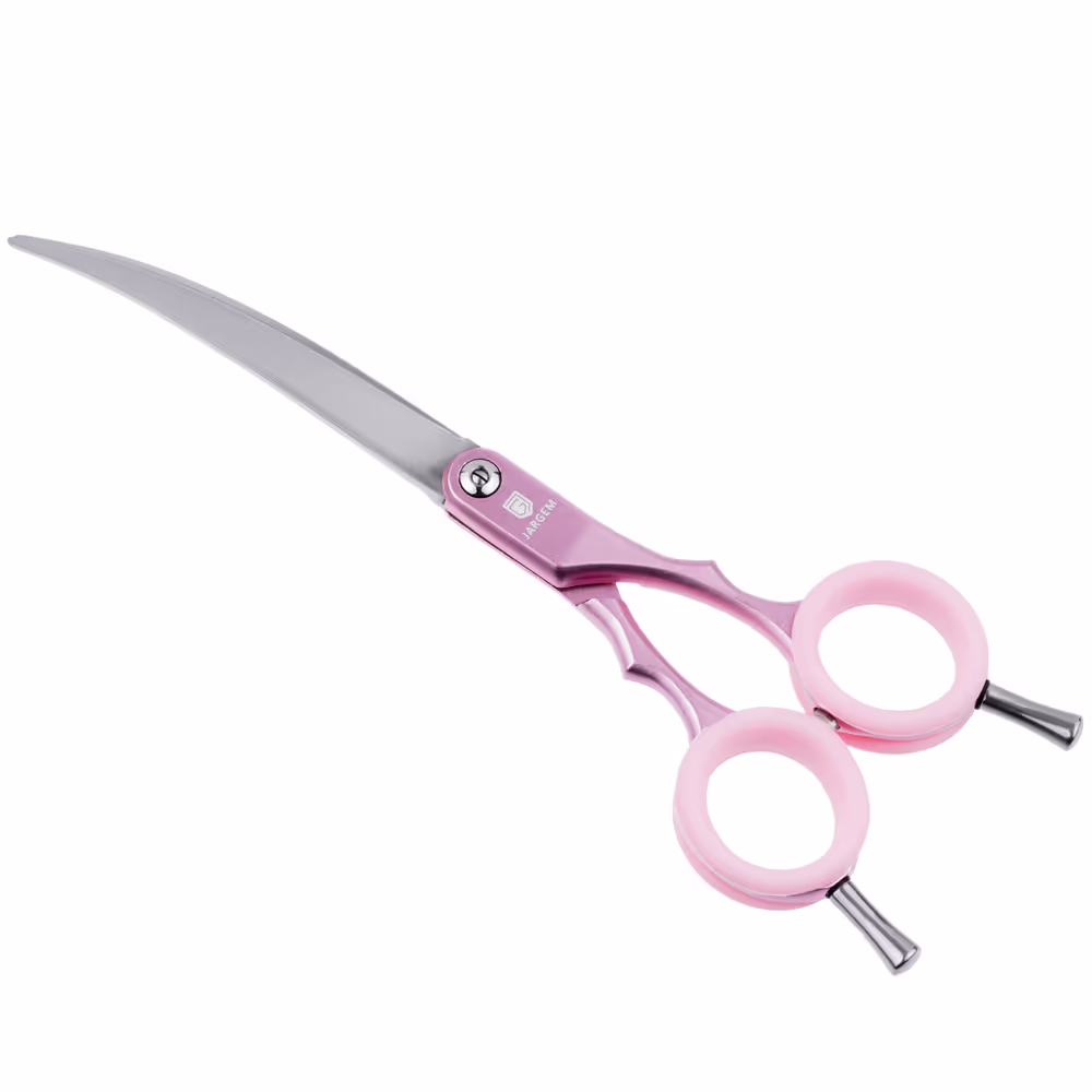 Makaze za pse zakrivljene – 6.5", roze